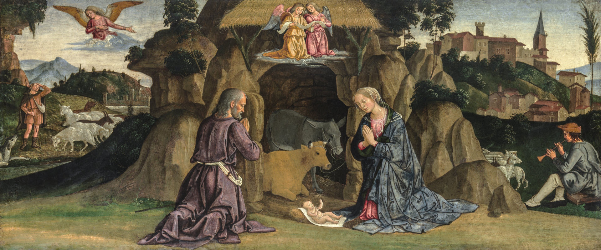 Antoniazzo Romano - Nativity, about 1482, Tempera on Wood, Italian painter - lineo brushes christmas greetings